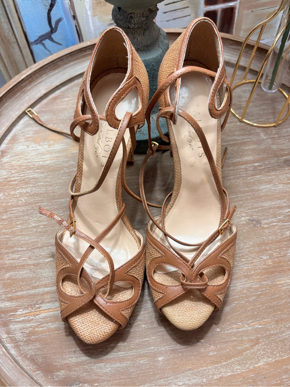 Talbots Vintage Brown Strappy Women's Heels - Elegant Open-Toe Sandals